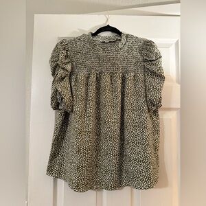 Green Patterned Women's Top